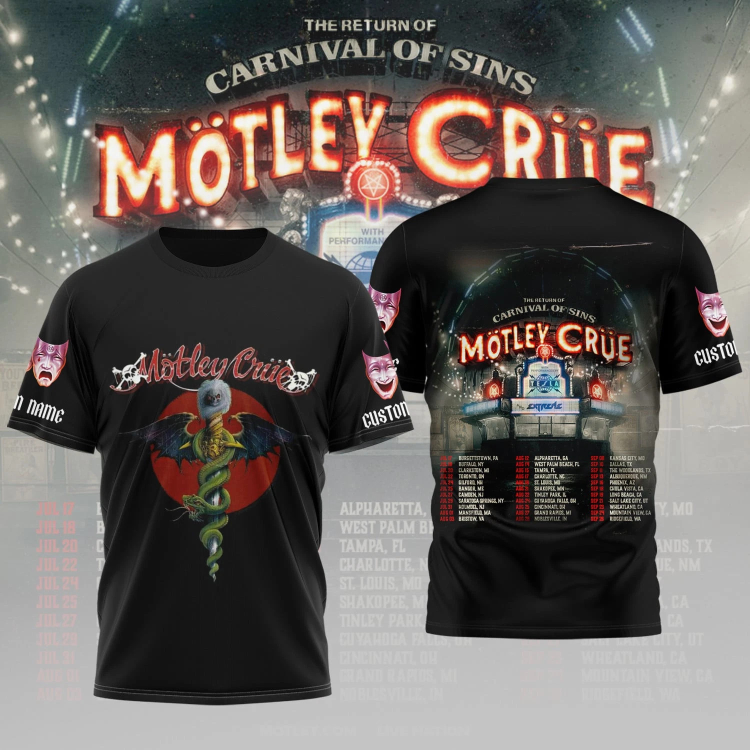Motley Crue The Return of Carnival of Sins 2026 North American tour Shirt P245
