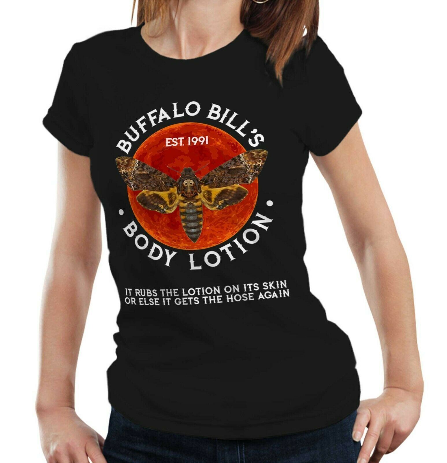Buffalo Bill’s Body Lotion Tshirt Fitted Ladies – Silence, Horror, Lambs, Movie