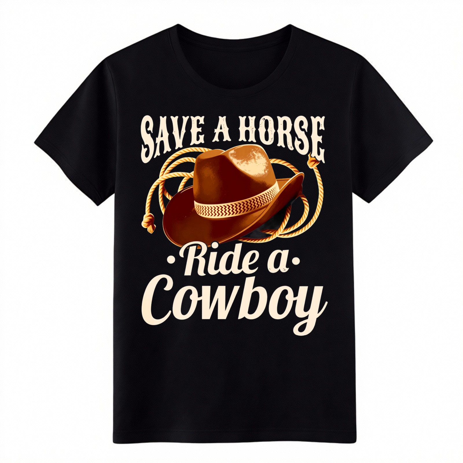 “Save a Horse Ride a Cowboy”Adjustable Casual T-Shirt,Western Cowboy Graphic Tee
