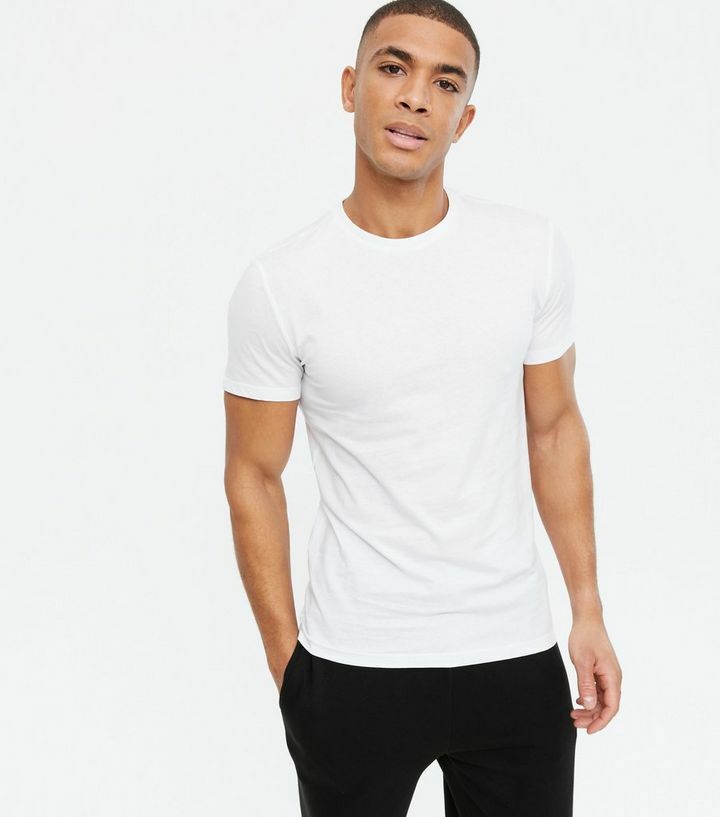 New Look Mens White Crew Neck Short Sleeve T-Shirt Size Medium