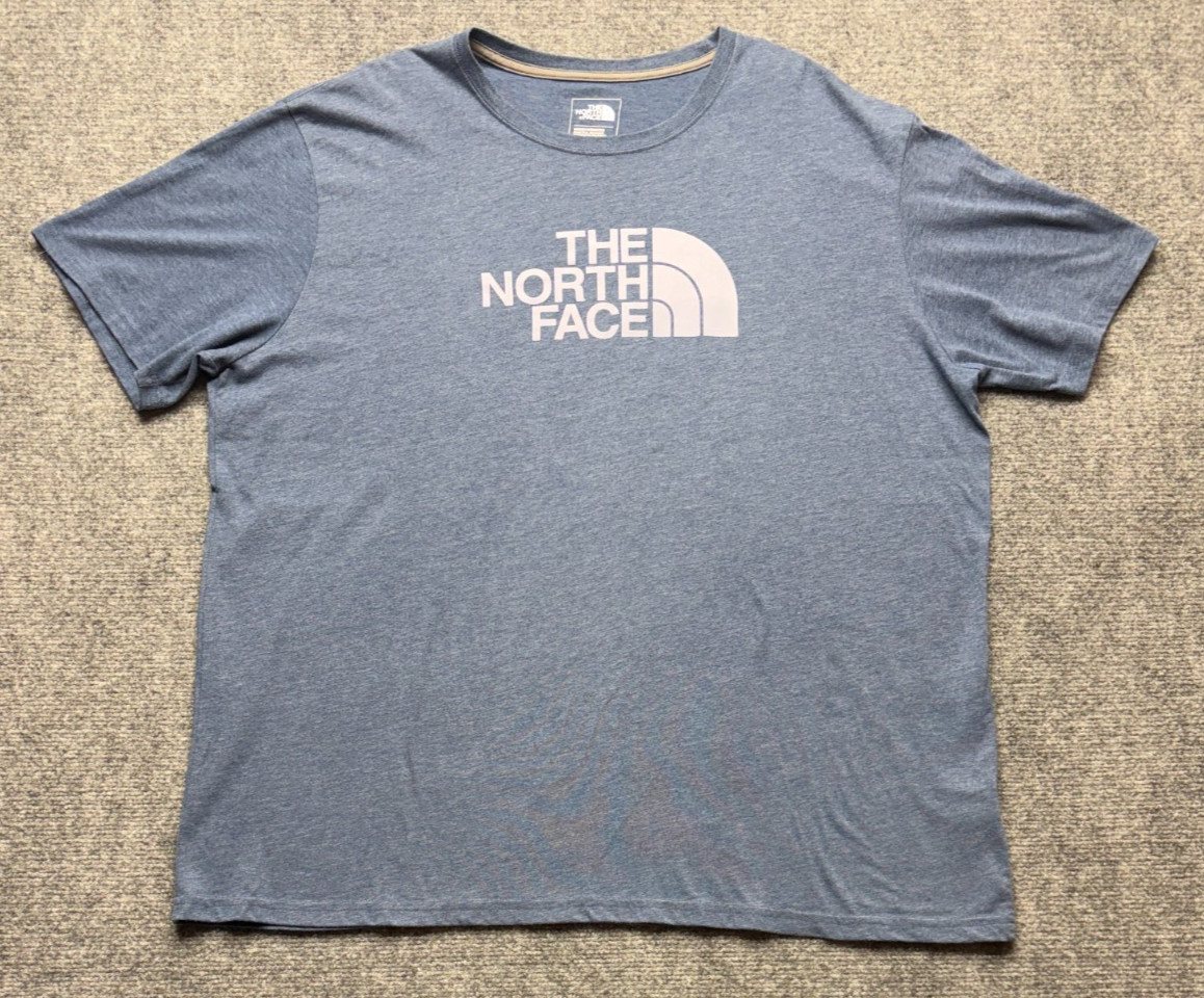 The North Face T-Shirt Men’s XXL Blue Gray Short Sleeve Logo Tee Standard Fit
