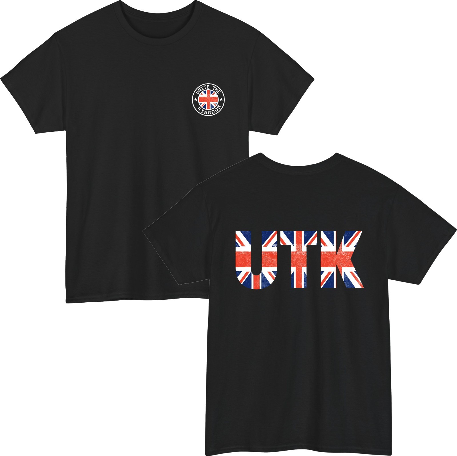 Unite The Kingdom T-Shirt Left Chest & Back UK Flag British Patriotic Gift Top