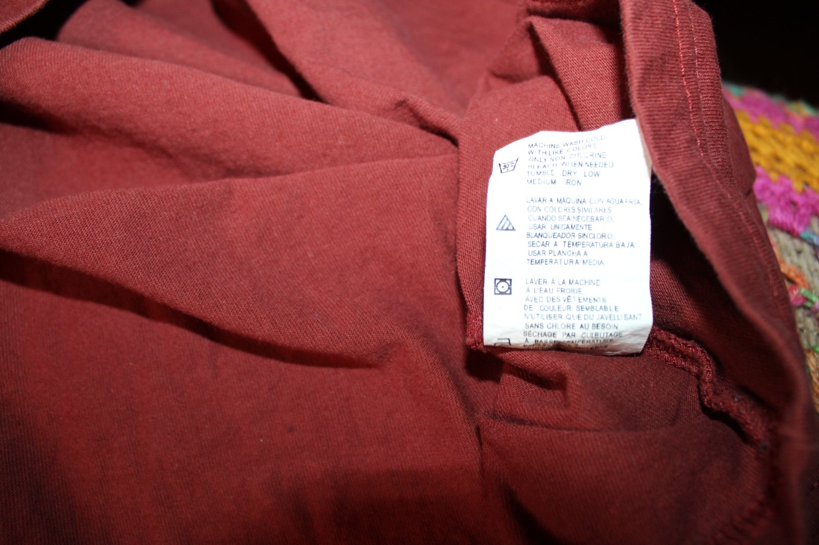 Mens Dickies 2 XL 100% Cotton Burgundy Henley T Shirt Long Sleeve With Pocket