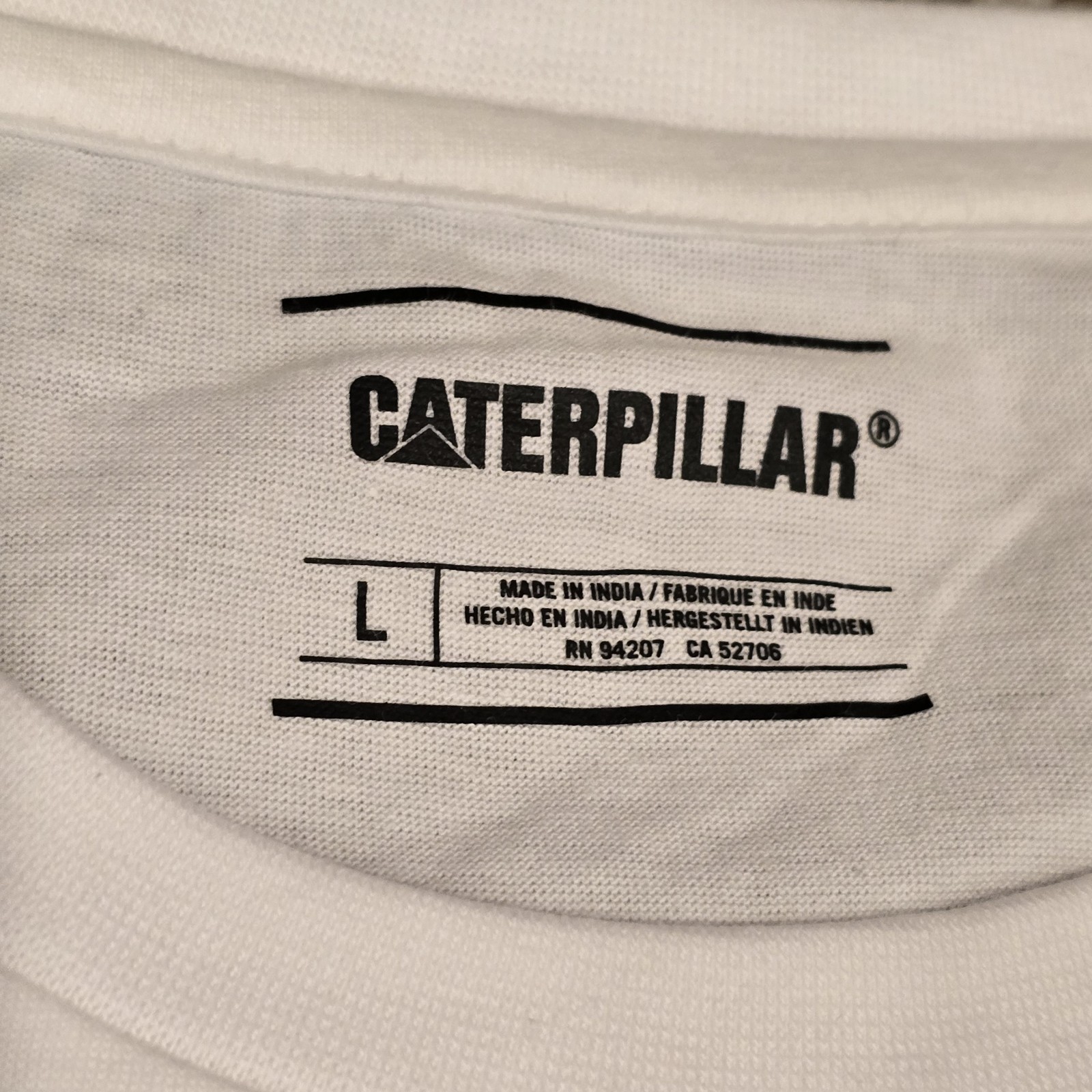CAT Caterpillar Men’s Size L Large Workwear White Self Edge Logo New!