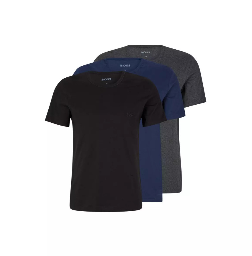 T-Shirts BOSS Mens Multicoloured 3 Pack Short Sleeve With Logo – Size XL