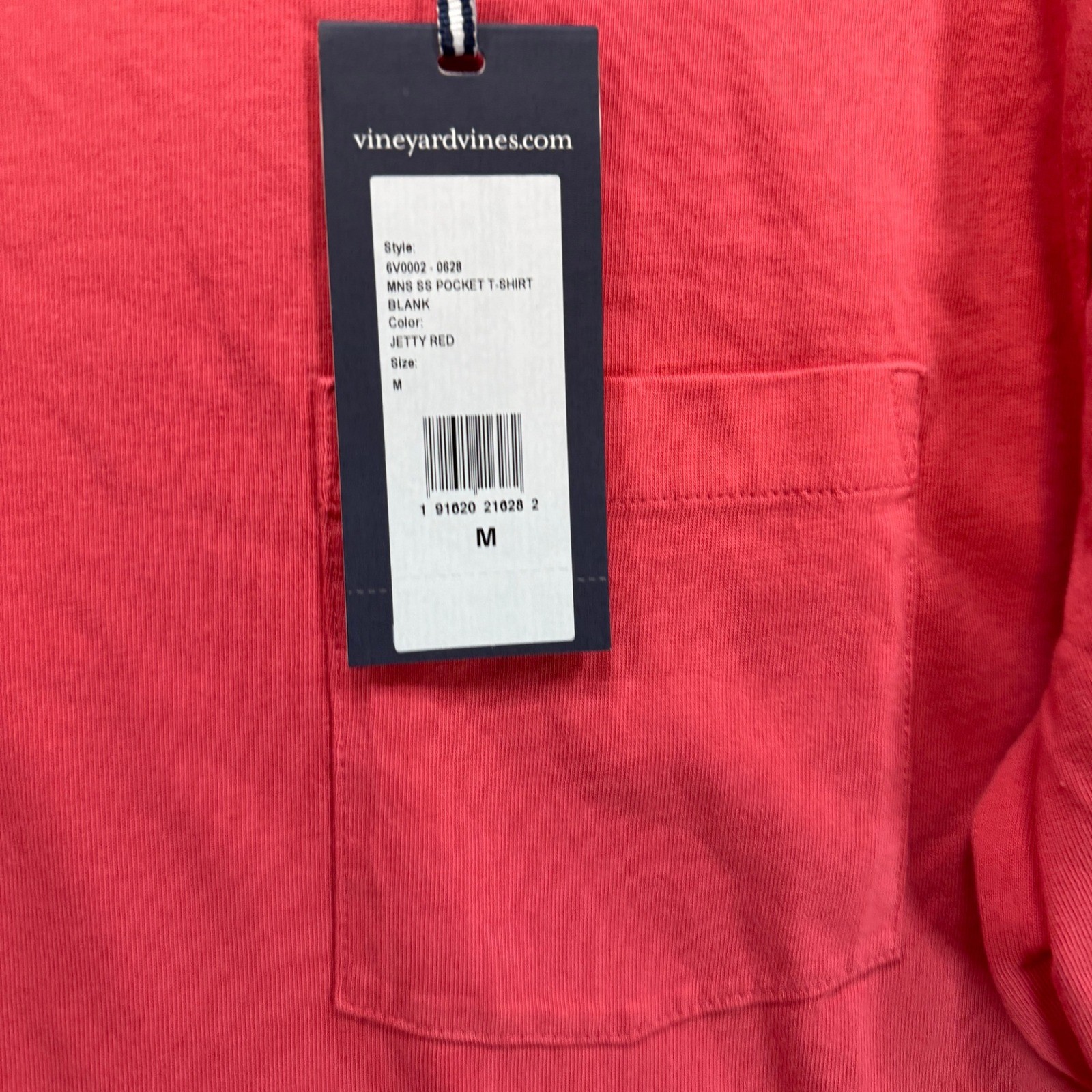 Vineyard Vines Pocket Tee Mens Medium Tshirt Red Solid Cotton Classic Preppy NEW