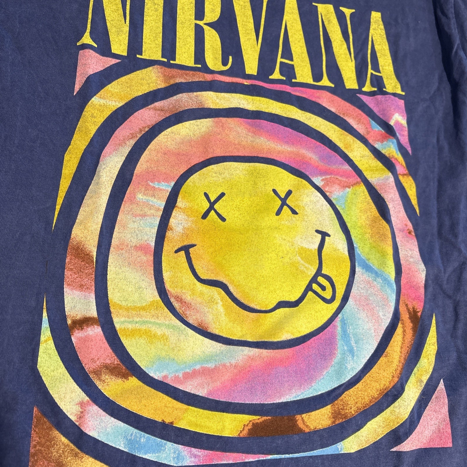 Official Nirvana Smiley Face Tie Dye T Shirt Size L