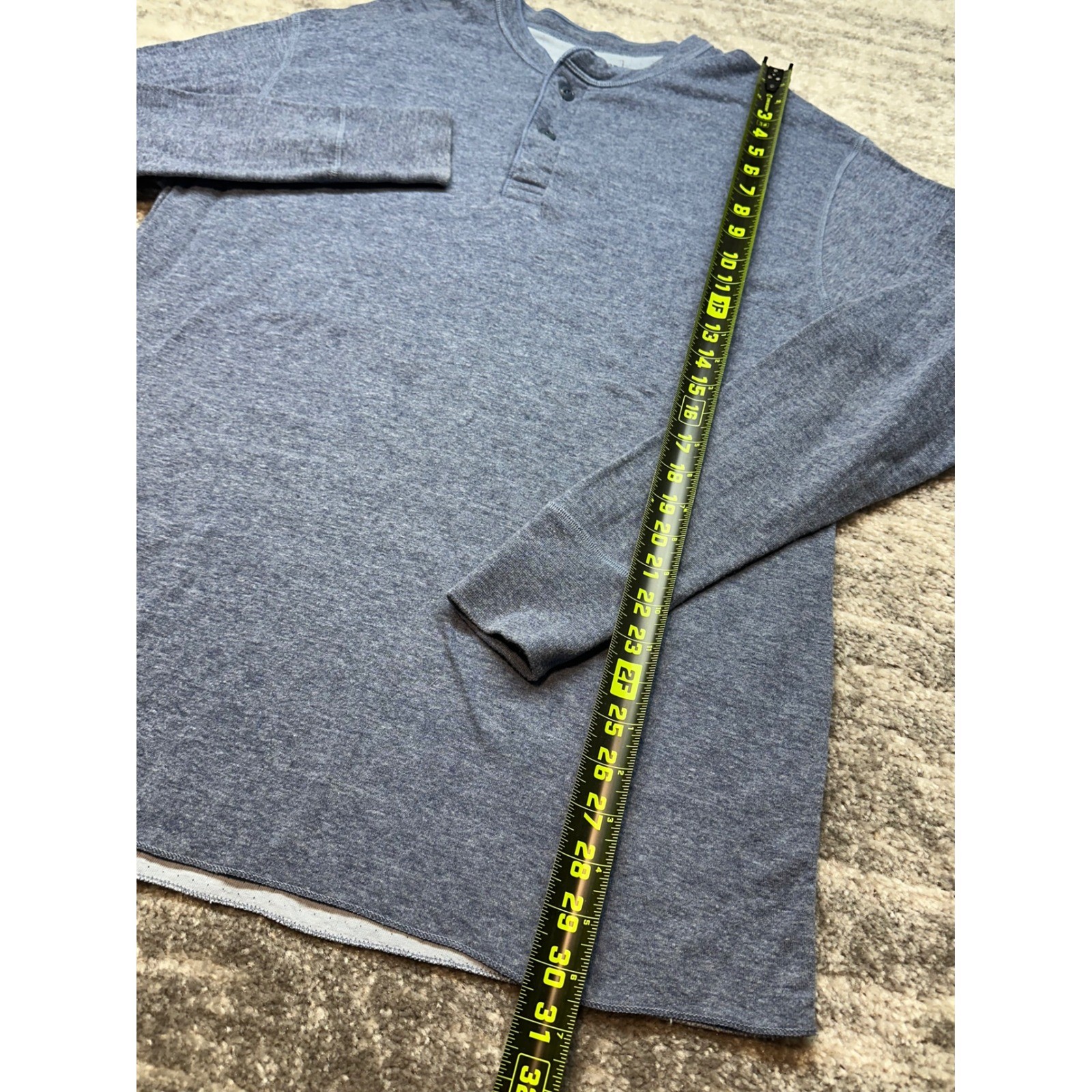 L.L. Bean Henley Mens Large Blue Wool Blend Long Sleeve River Driver Thermal