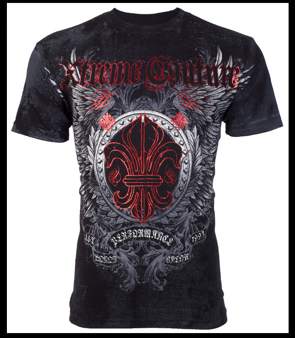 XTREME COUTURE by AFFLICTION Black ROYAL FAMILY Short Sleeve Slim Fit T-shirt