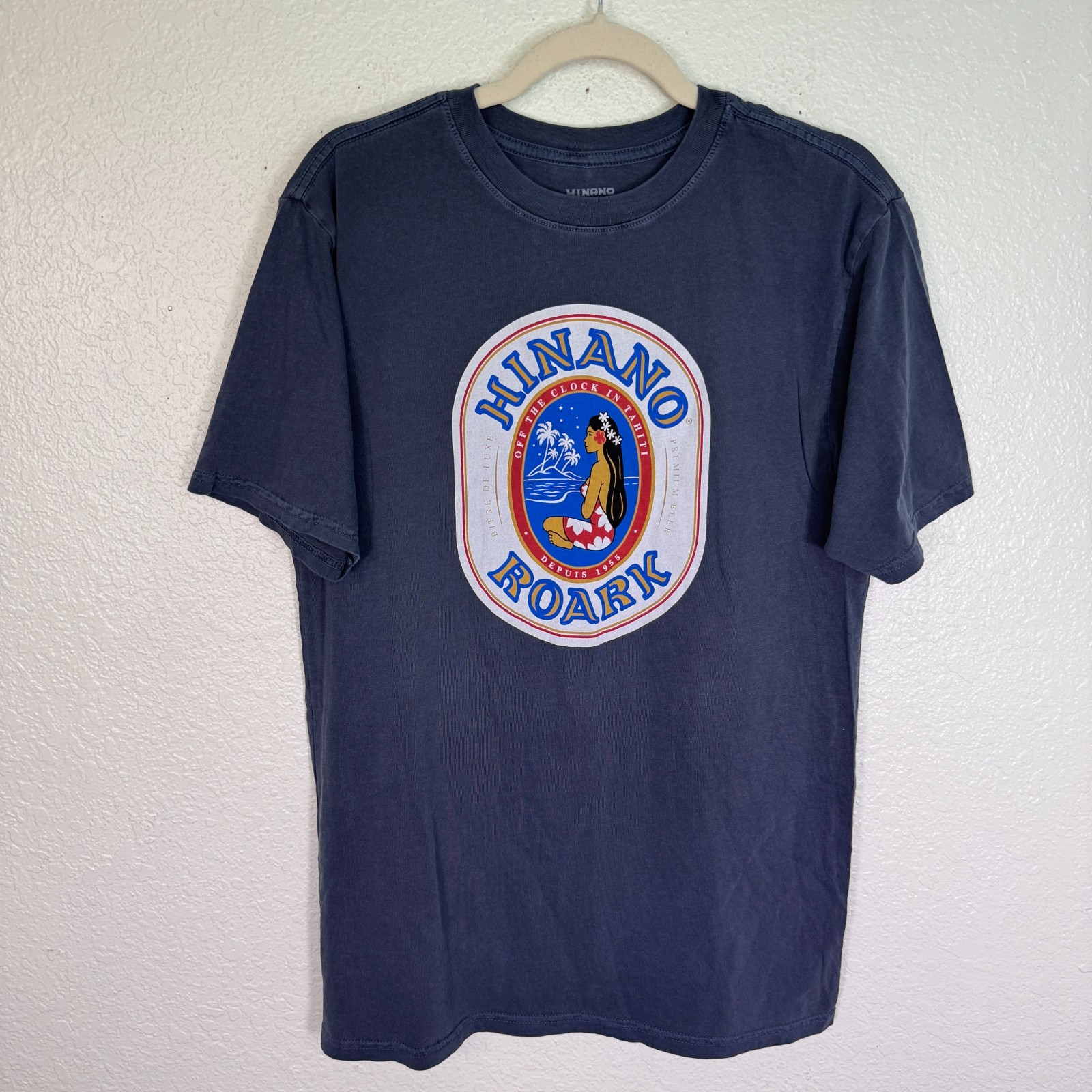 Roark Shirt Mens Small Hinano Label Graphic Premium Tee Tshirt Surf Faded Navy