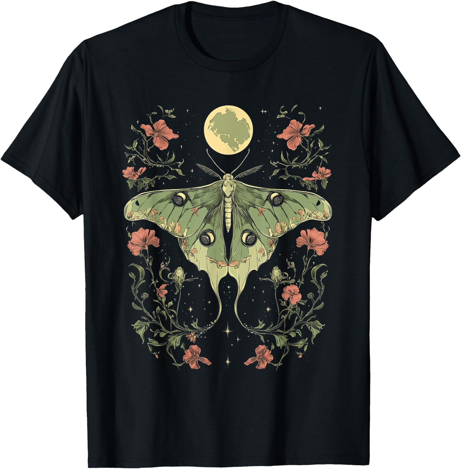 Goblincore moth and butterfly moonphases flowers cottagecore T-Shirt ,Unisex Tee