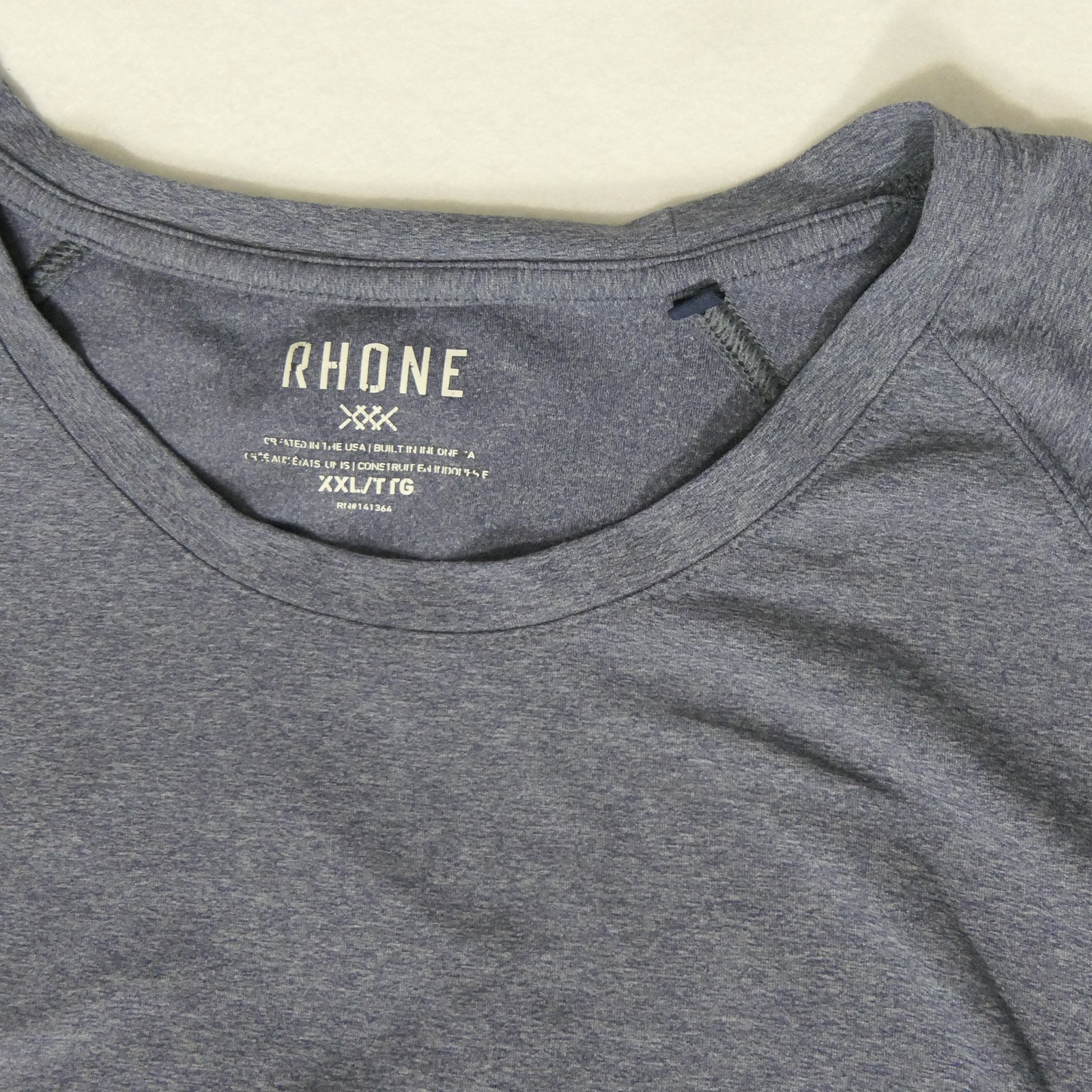 Rhone Reign Men’s T-Shirt Blue XXL Performance Athletic Anti-Odor UPF50+ US Made