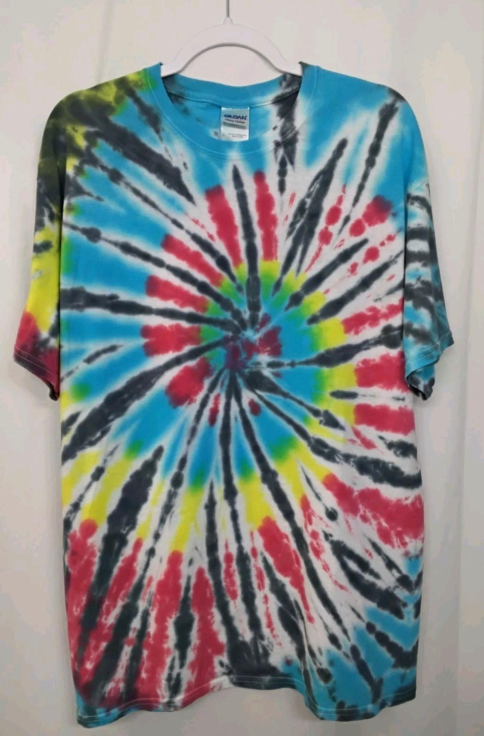 New Tie Dye Men’s T-Shirt Blue Red Adult Large Multicolor Summer Swirl Spiral
