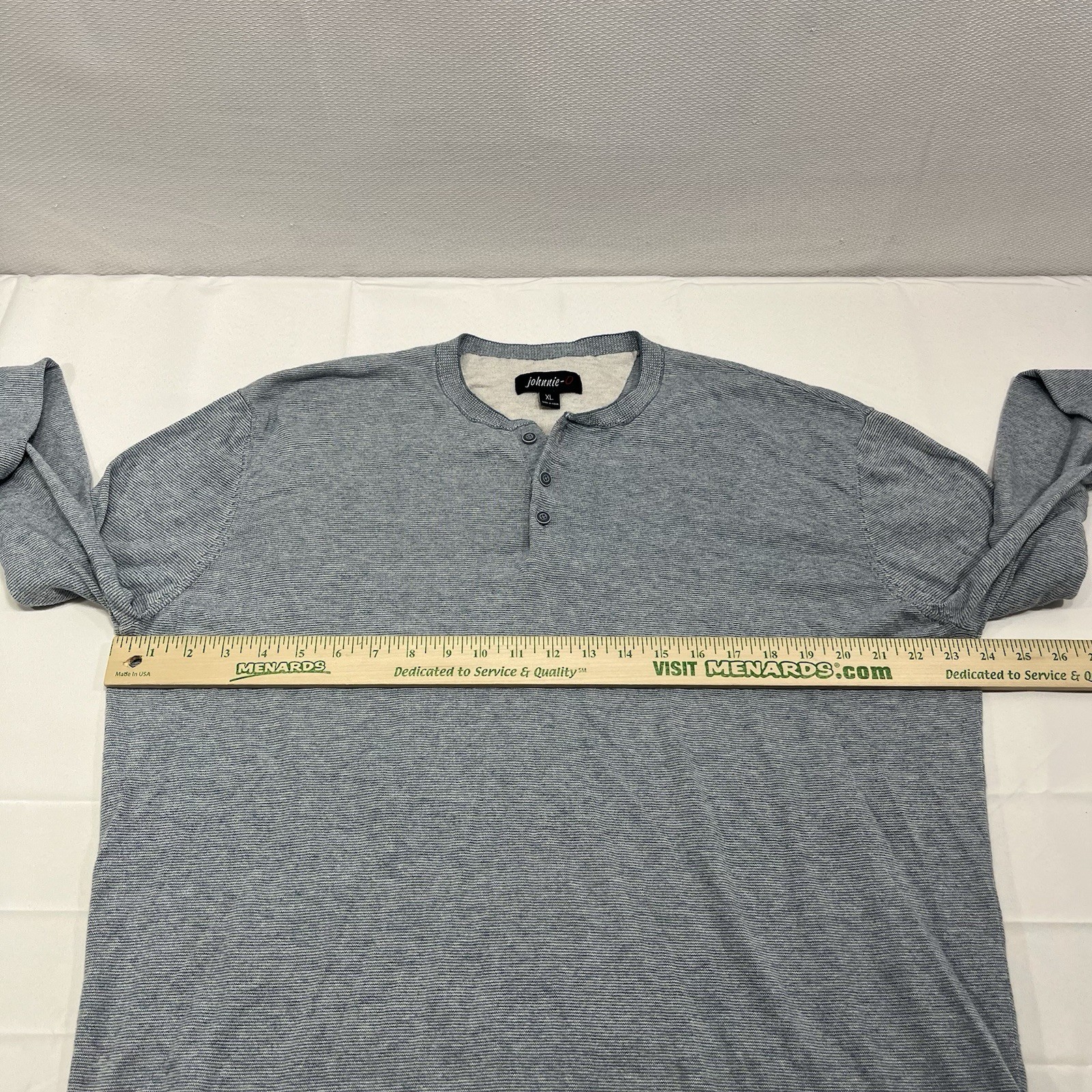 JOHNNIE-O Henley Shirt Mens XL Blue Pullover Cotton Nylon Silk Knit Preppy