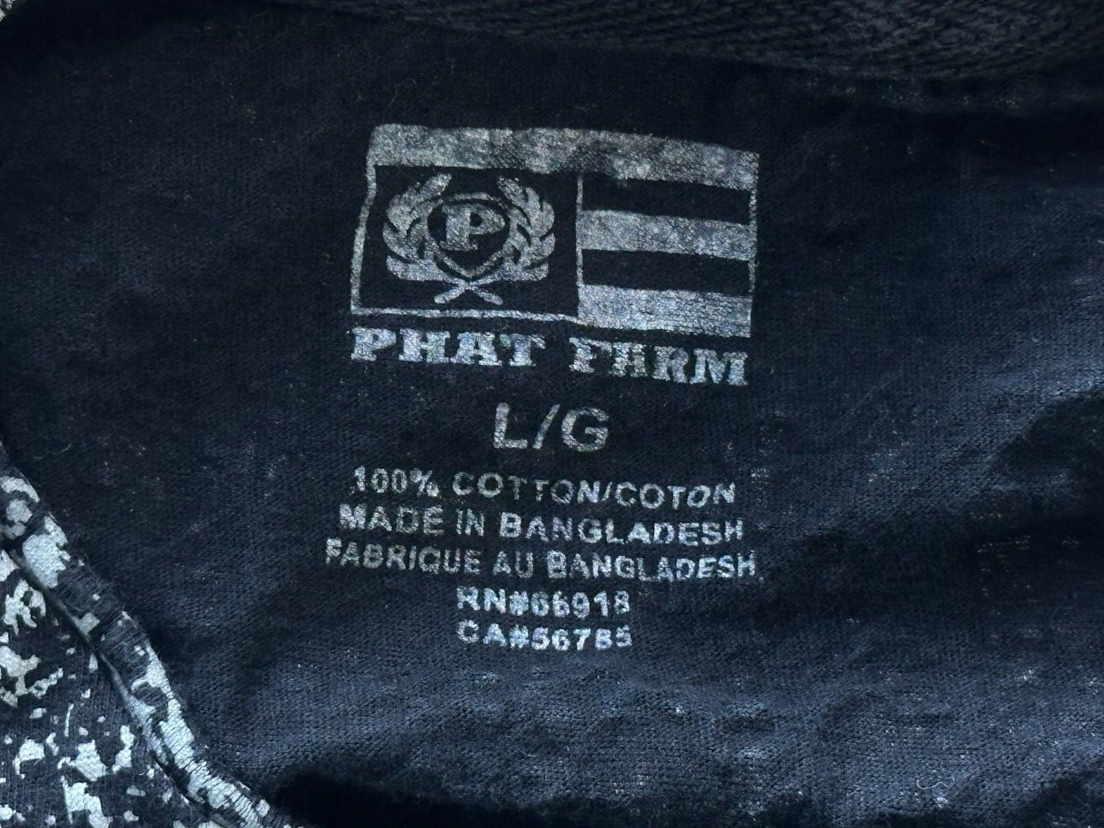 Phat Farm t shirt adult medium black digital print camo short sleeve cotton
