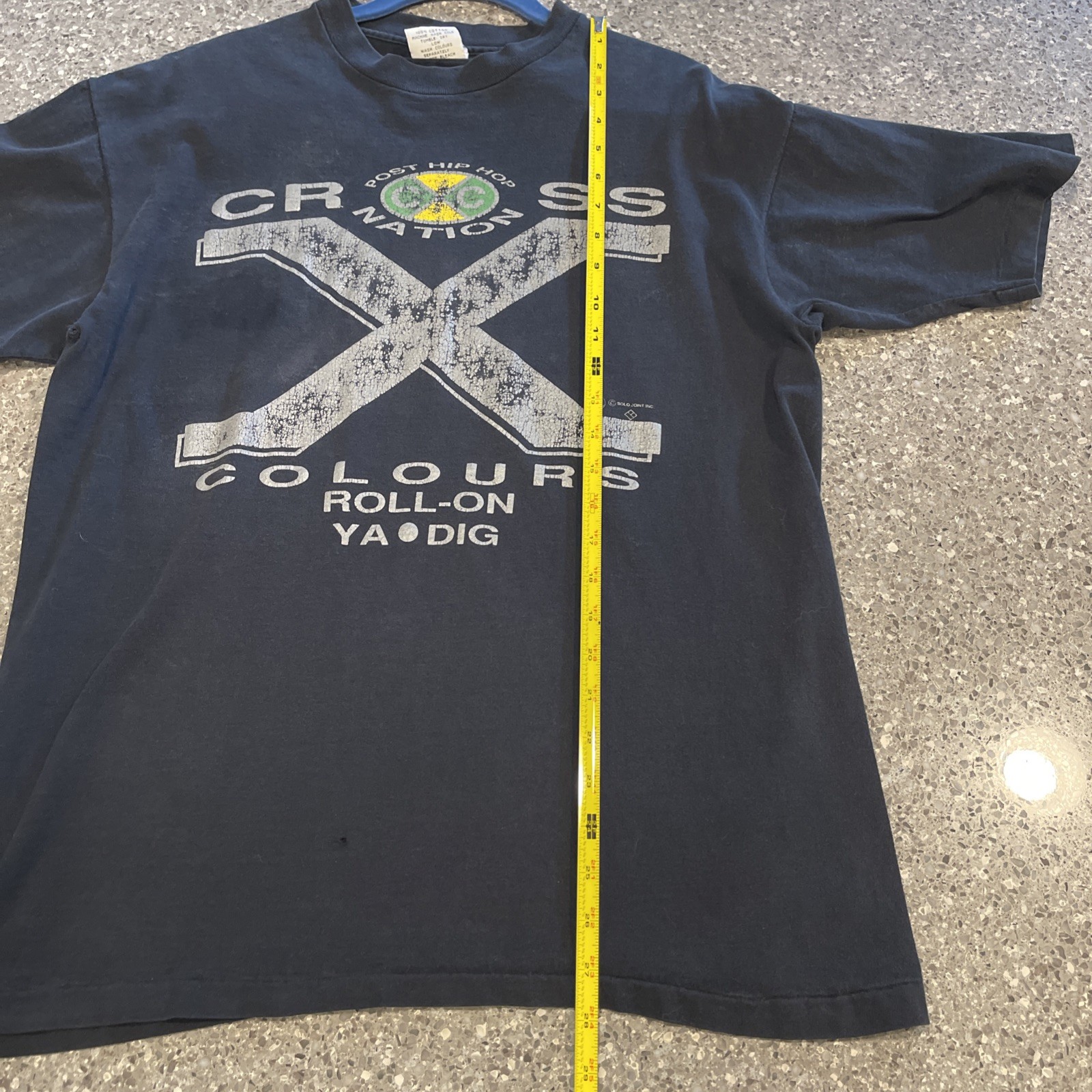 Vintage Cross Colours Shirt 90’s Single Stitch Black T-shirt Size M/L *See Pics*