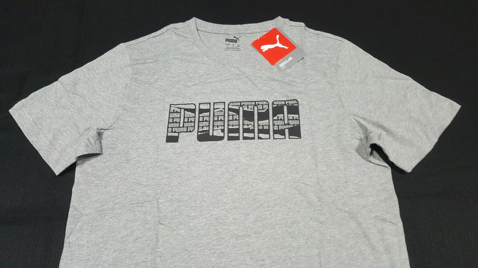 Puma Mens Graphic Tee Graphic Logo Gray Regular fit