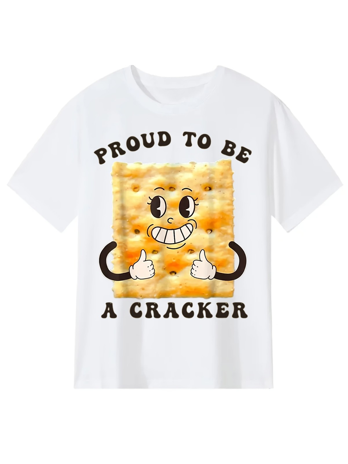 Proud To Be A Cracker Funny Graphic T-Shirt Food Pun Humor Black Tee