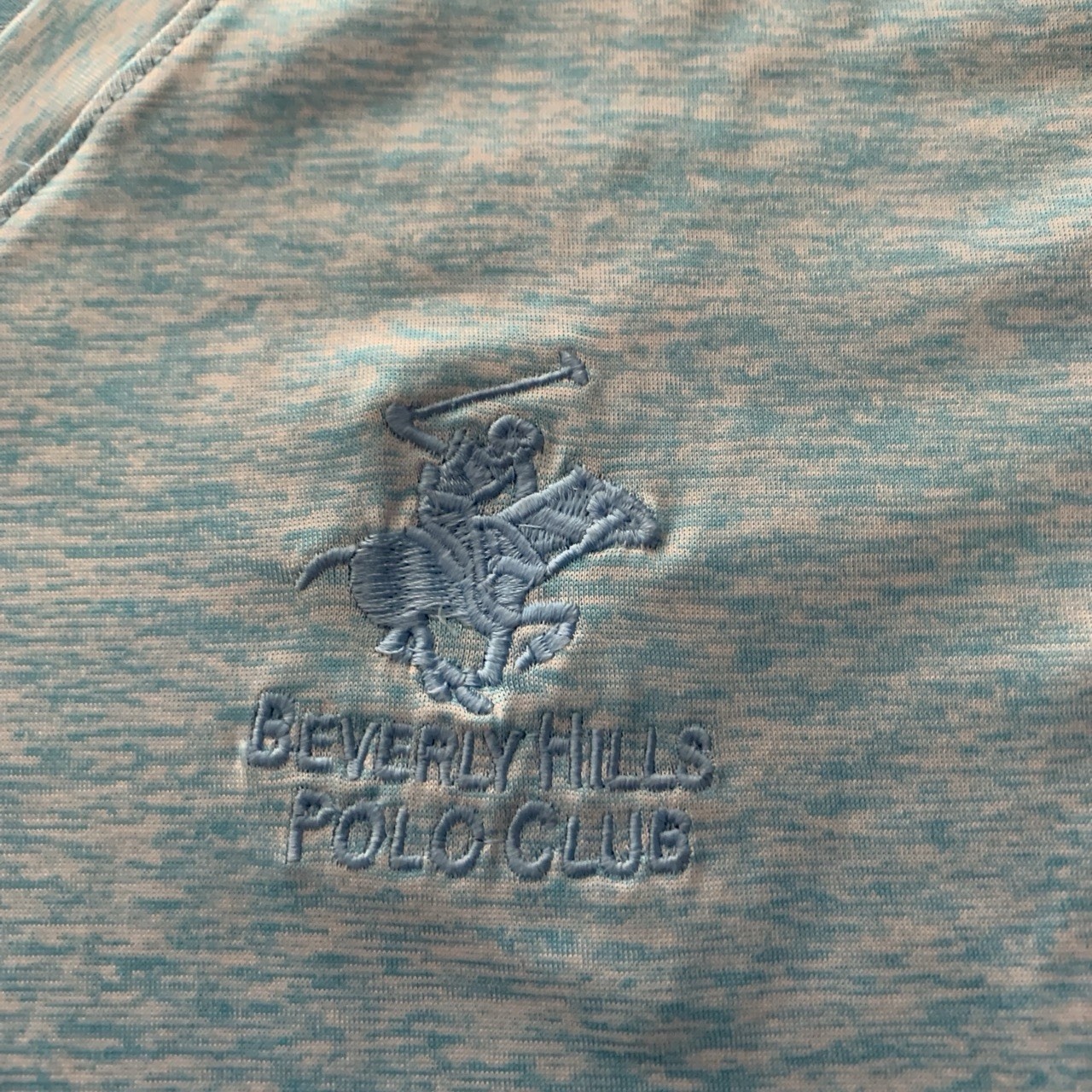 Beverly Hills Polo Club Men’s Blue Heather V-Neck Tee Logo S Polyester/Spandex