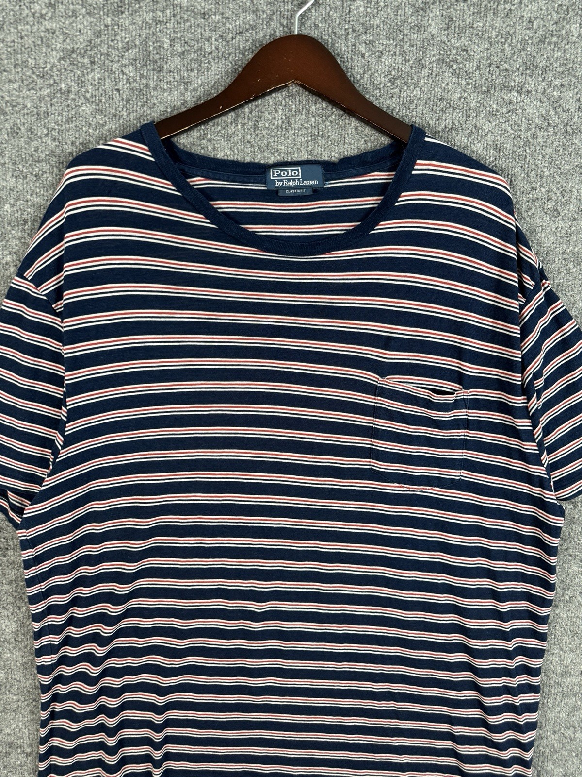 Polo Ralph Lauren Striped Pocket T Shirt Sz 2XL 90s Y2K Preppy Classic Vintage