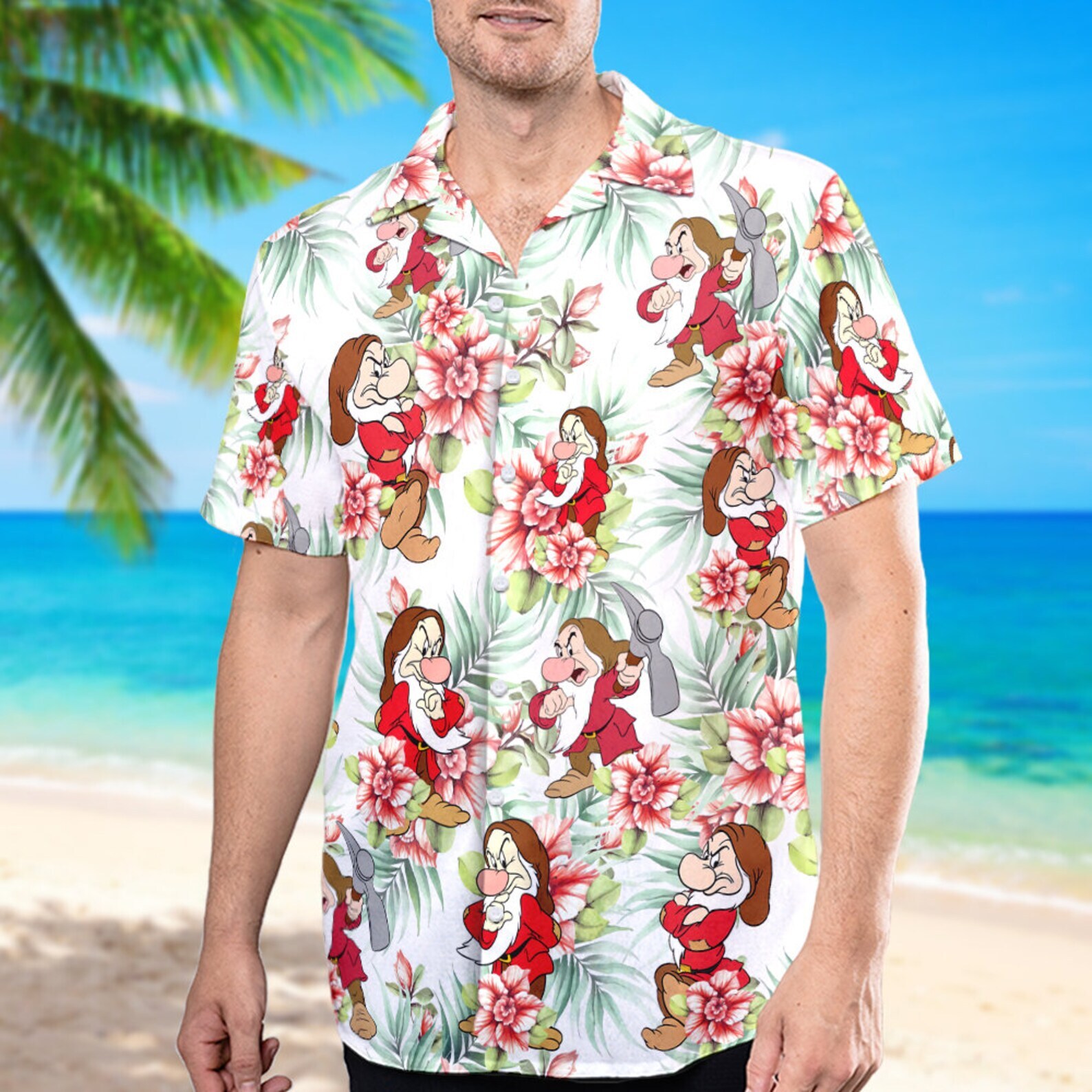 Grumpy Dwarf Hawaii Beach Summer Vibes Tropical Flowers Hawaiian Shirt