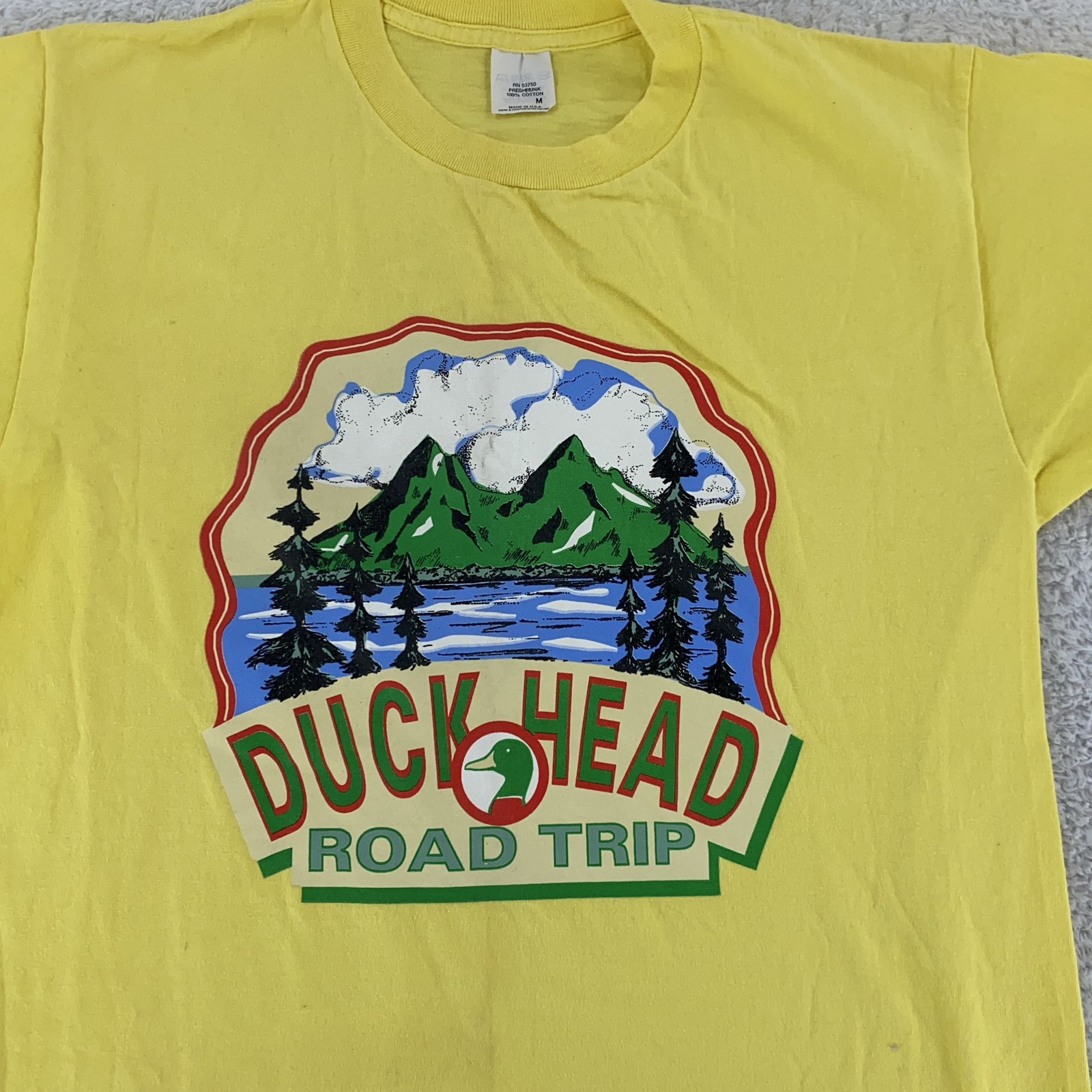 Vintage Duck Head Shirt Mens Medium Road Trip Graphic Outdoor Made USA 90s