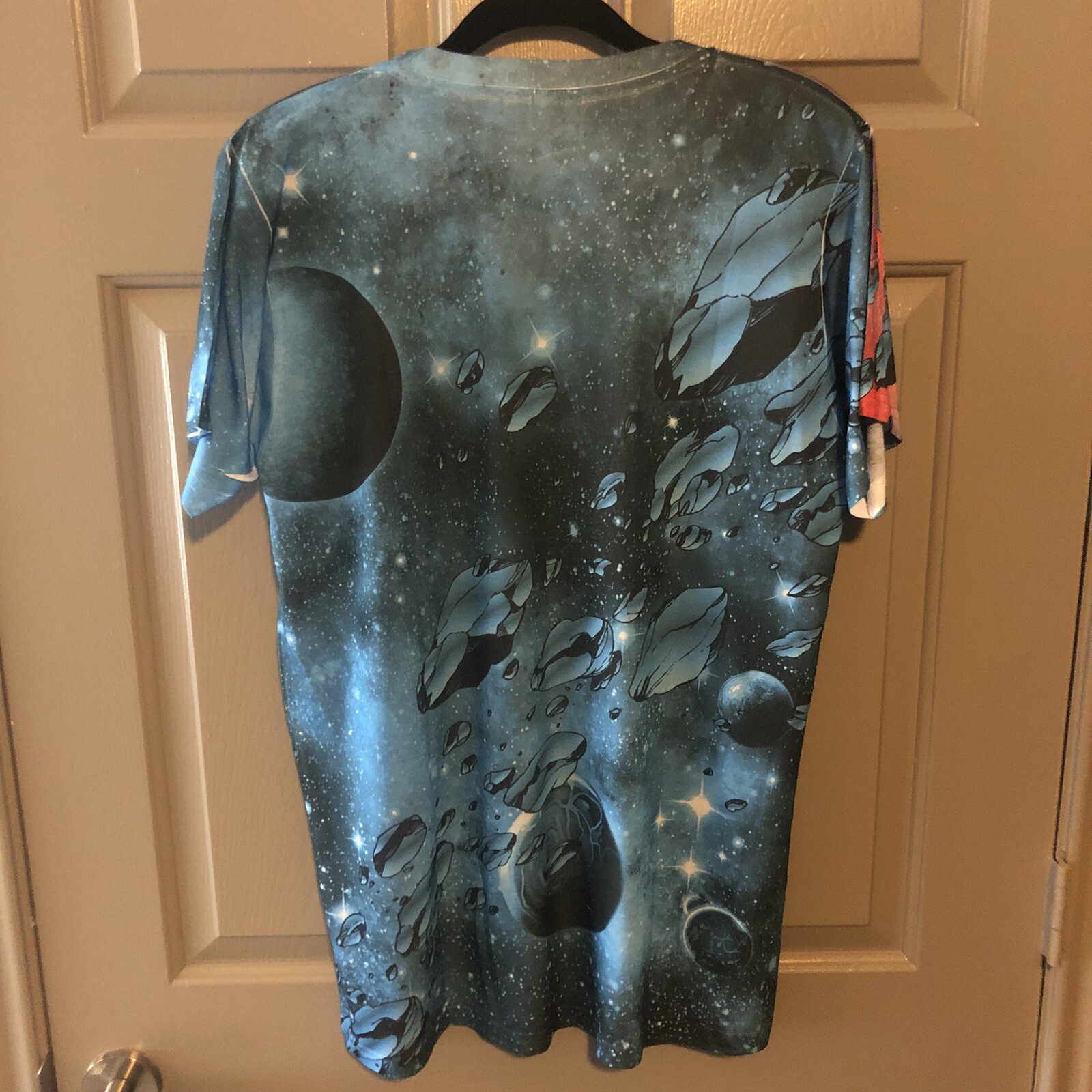 LogoVision Superman Red Sun (Front/Back Print) – Men’s L – All-Over Print (RARE)