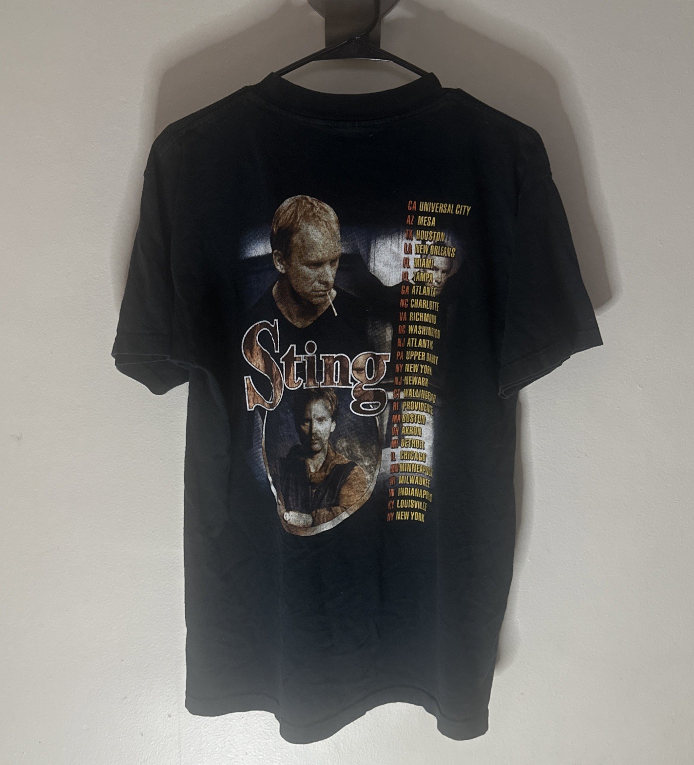 VTG 1999 Tour Sting The Police Rap T-shirt Concert Double Sided Sz L Deadstock