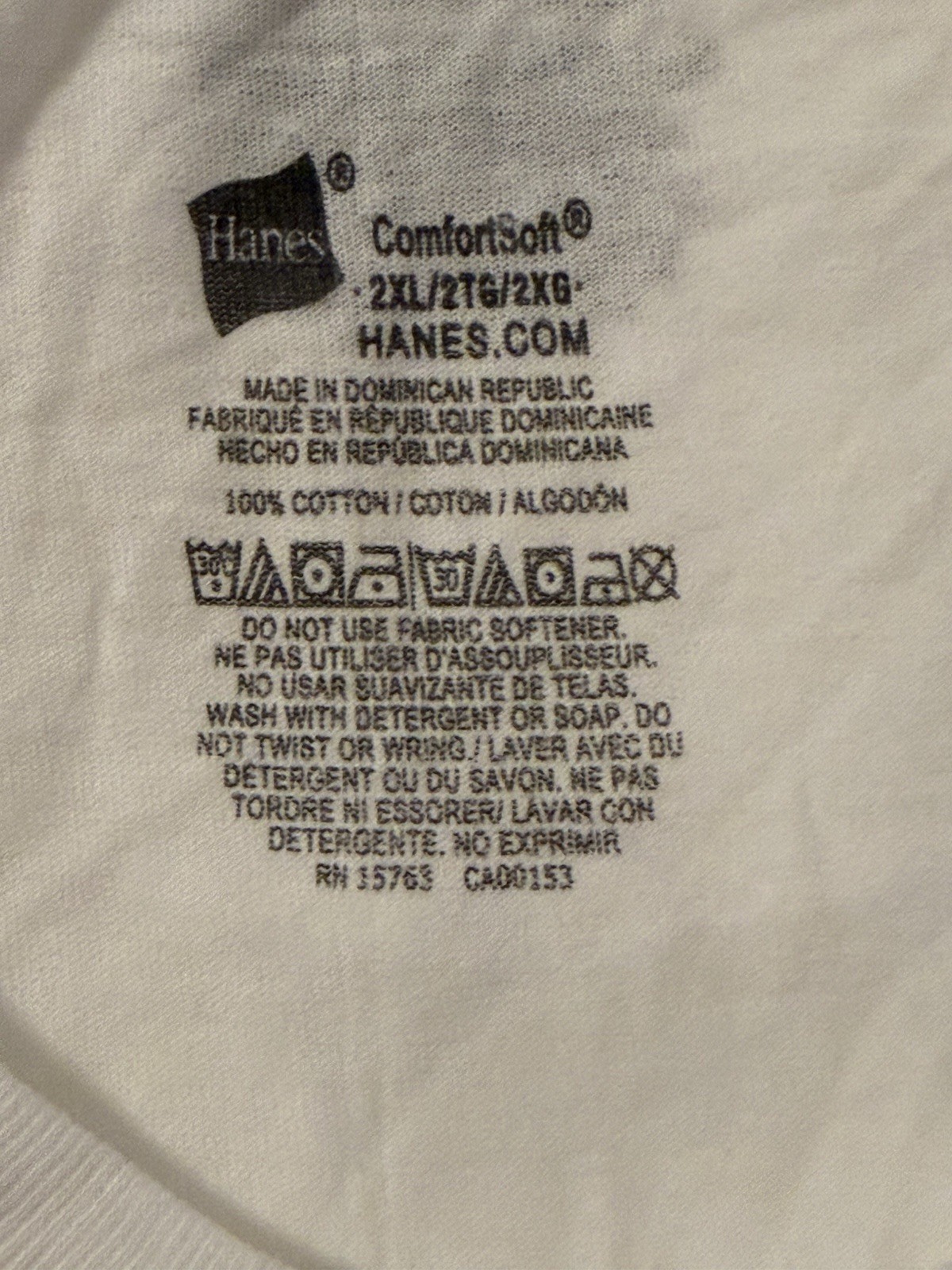 NWT Hanes 4 Pack Original Fit Crew Cotton T Shirts White Size 2XL 50”-52″