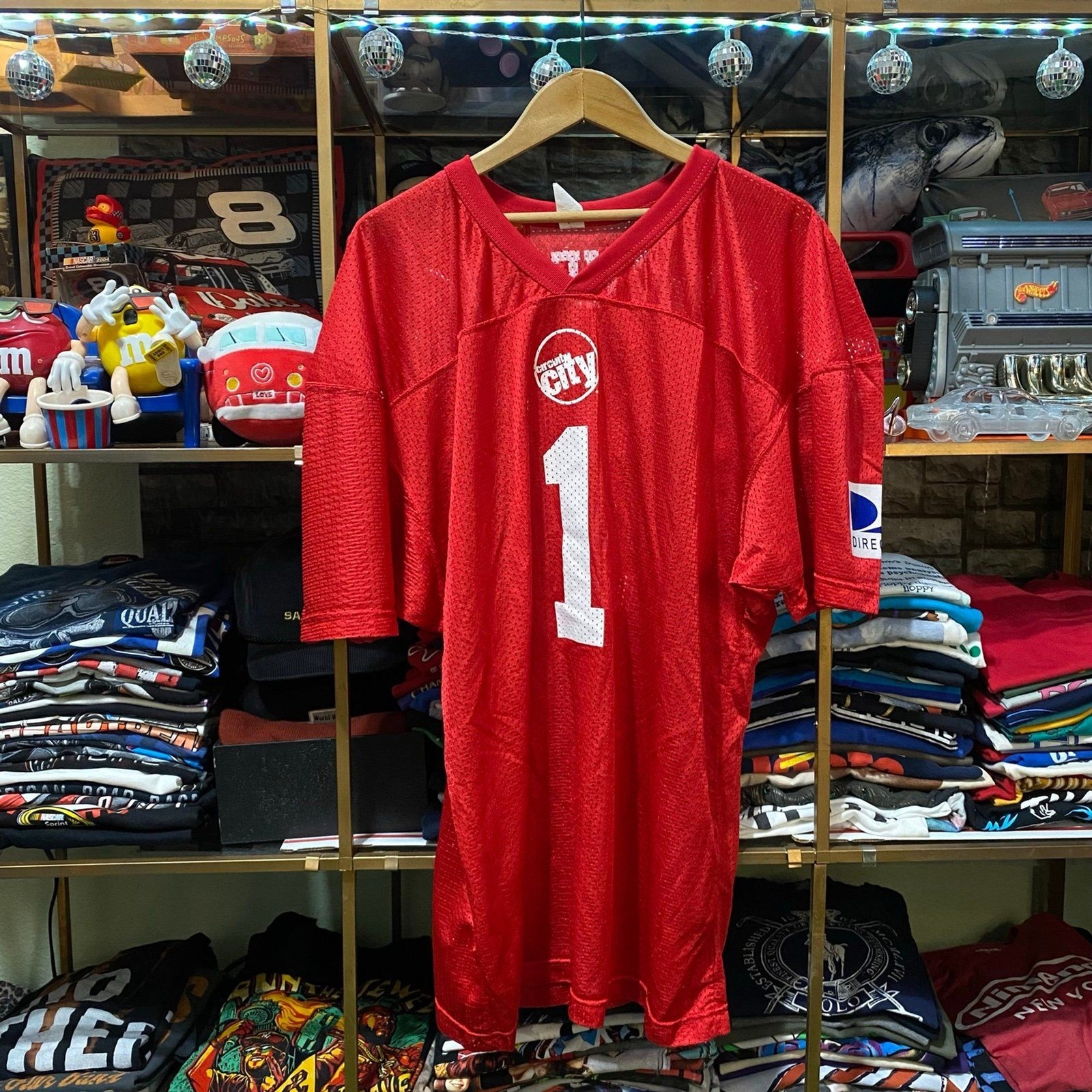 Vintage Y2K Circuit City Football Jersey Large Red Mesh Live The Game Promo A4