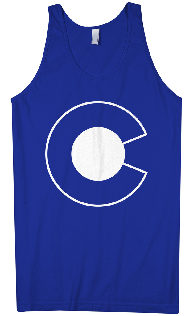 Threadrock Men’s White Colorado Logo Tank Top Denver State Flag