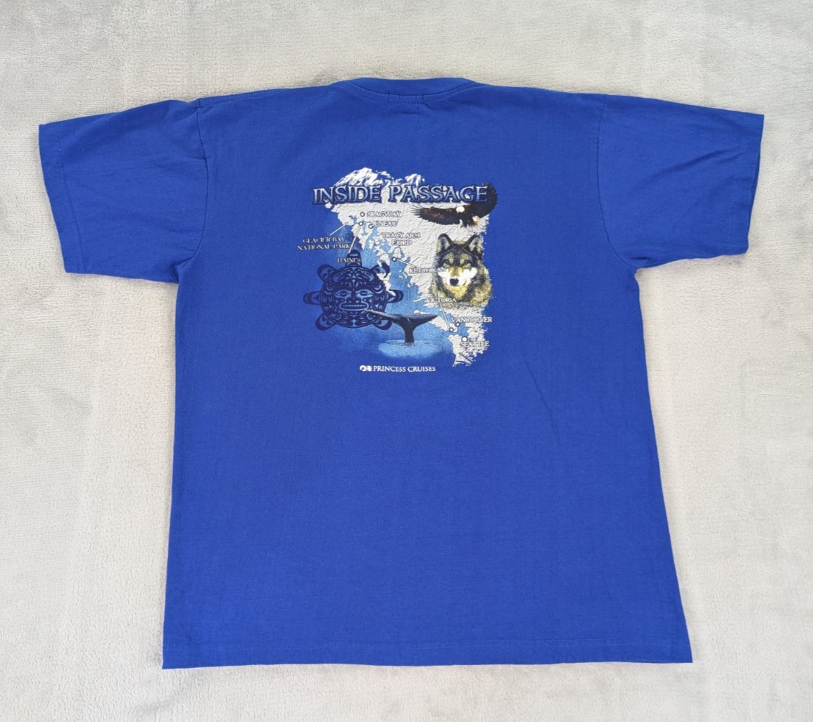 Princess Cruises T Shirt Inside Passage Blue Short Sleeve Men Medium