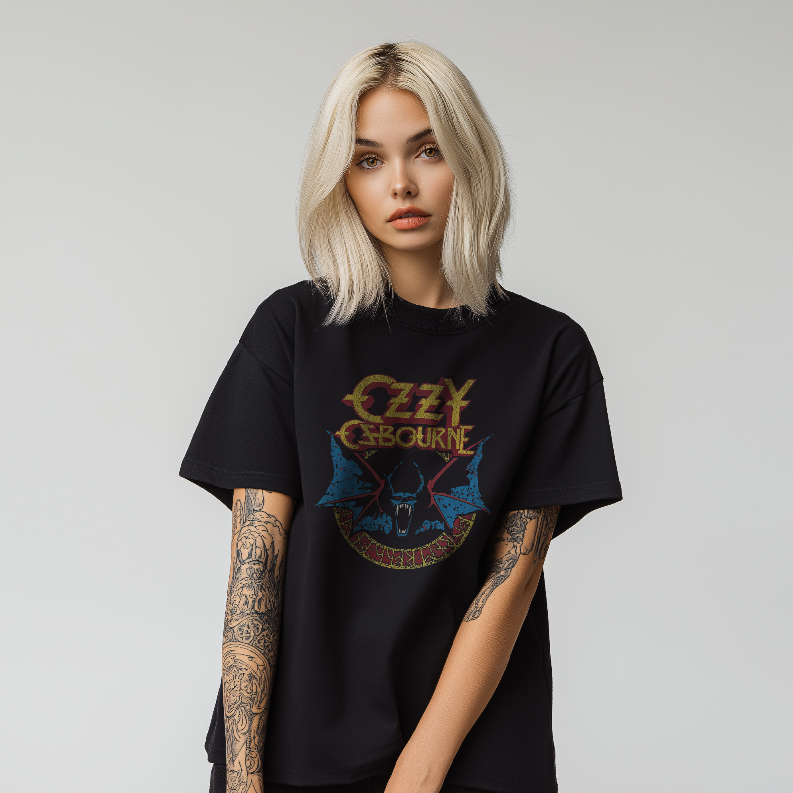 Ozzy Osbourne Heavy Metal Rock Band T-Shirt Vintage Distressed Graphic Tee A176