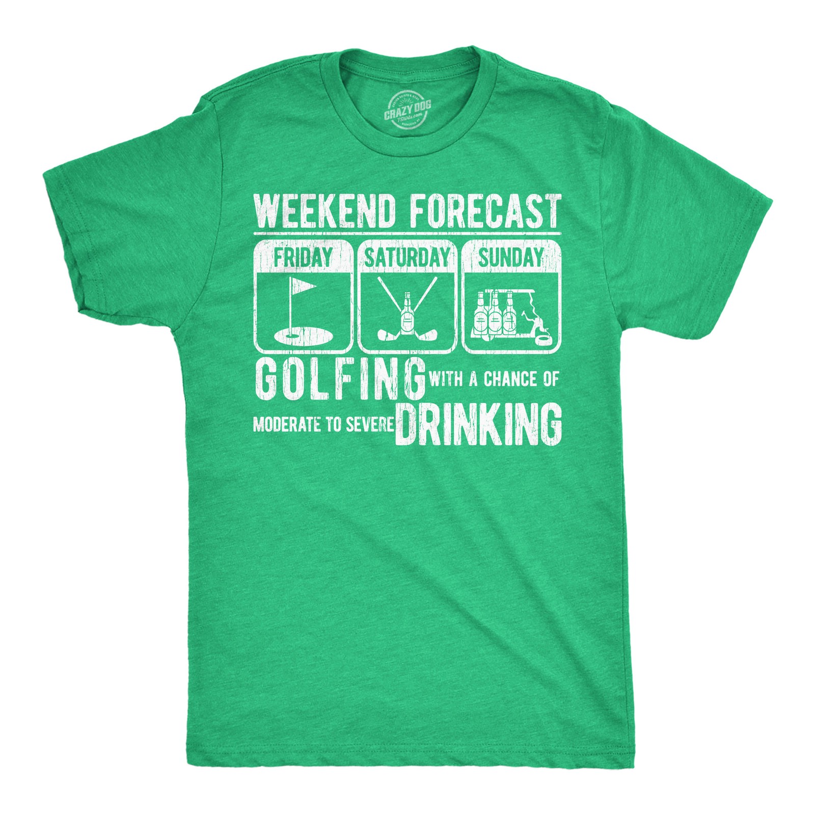 Mens Funny T Shirts Weekend Forecast Golfing With A Chance Of Moderate to Sevre