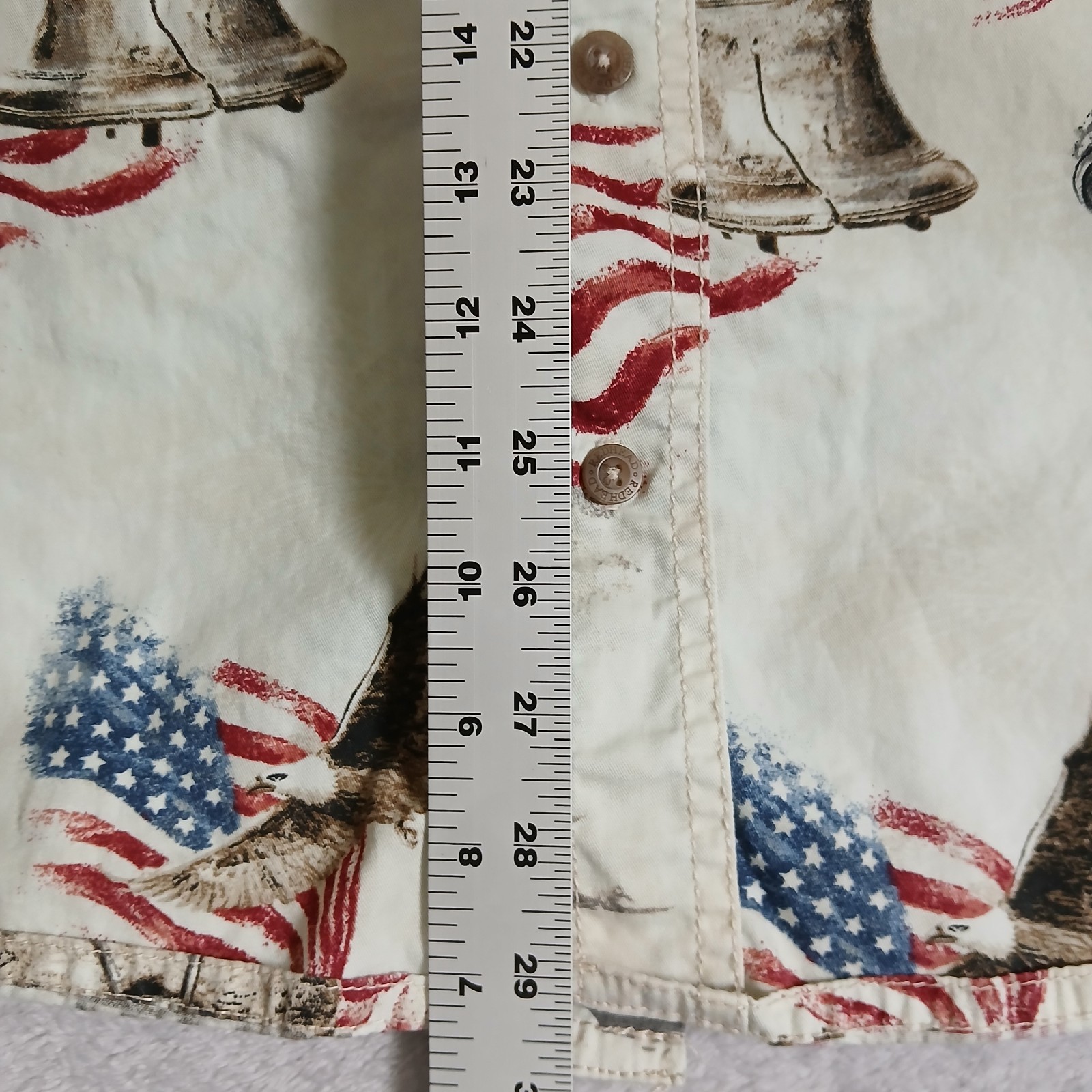 Red Head Men’s Large Patriotic Button Up Shirt American Eagle Liberty Cotton