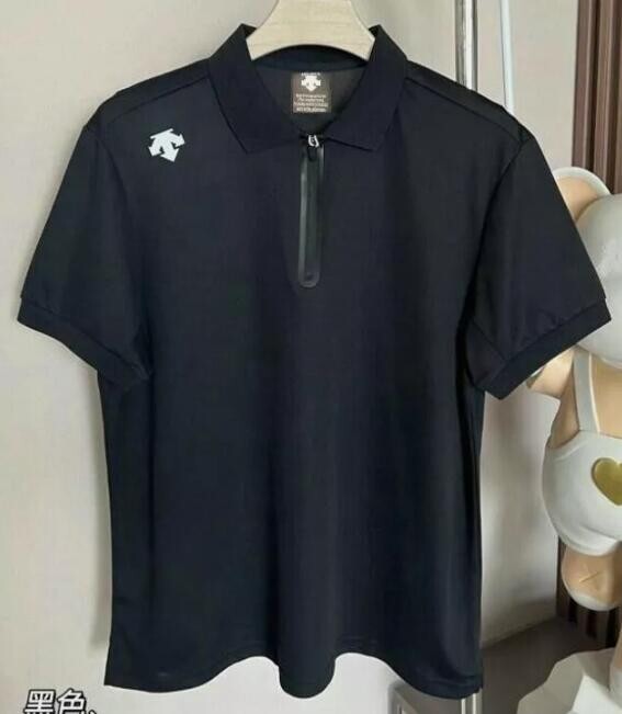 Descente Half Zipper Ice Feel Quick Drying Short Sleeves T-shirt