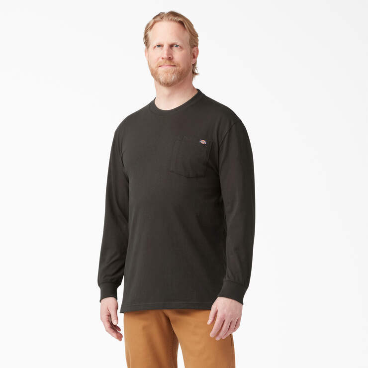 Dickies Long Sleeve Heavyweight Pocket Tee. Dickies Pocket T WL450, Chocolate