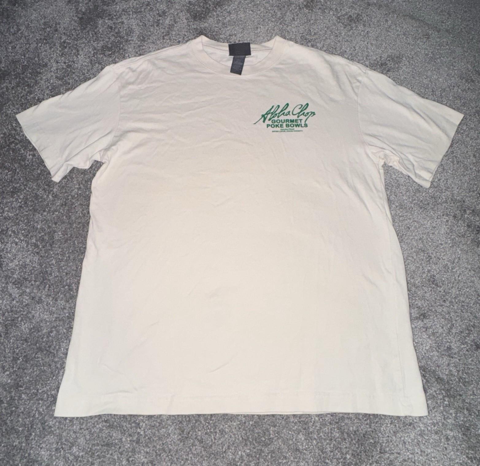 Aloha Chop Men’s M White Graphic Logo Poke Bowl Crew Neck Short Sleeve T-Shirt