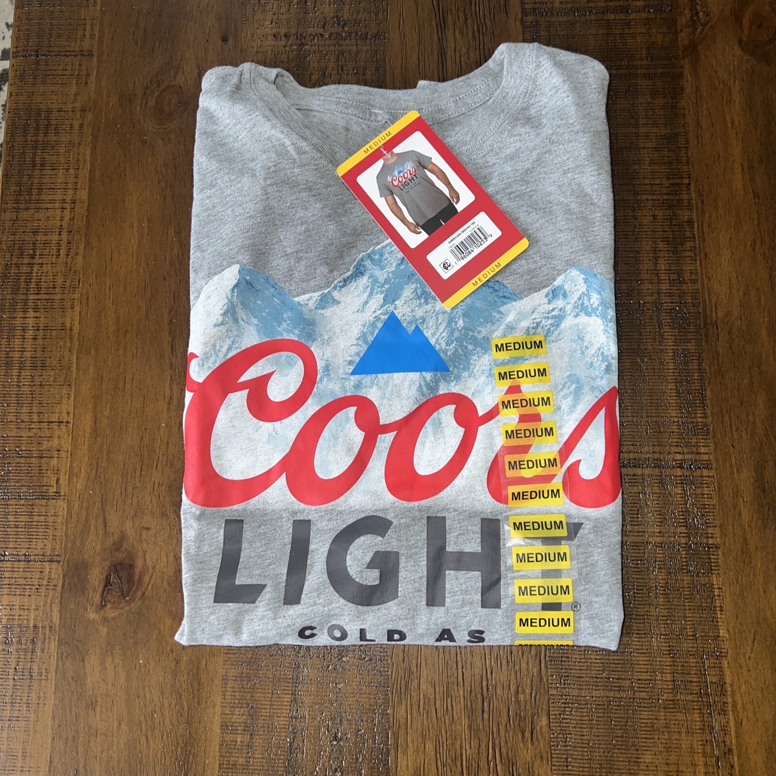 Coors Light Adult Men’s Grey Short Sleeve Graphic T-Shirt Mountain Logo Size M