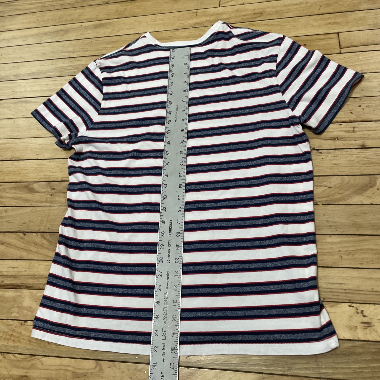 Goodfellow Co T Shirt Mens L White Stripe Hoop Red Blue Preppy Retro Skate Tee L