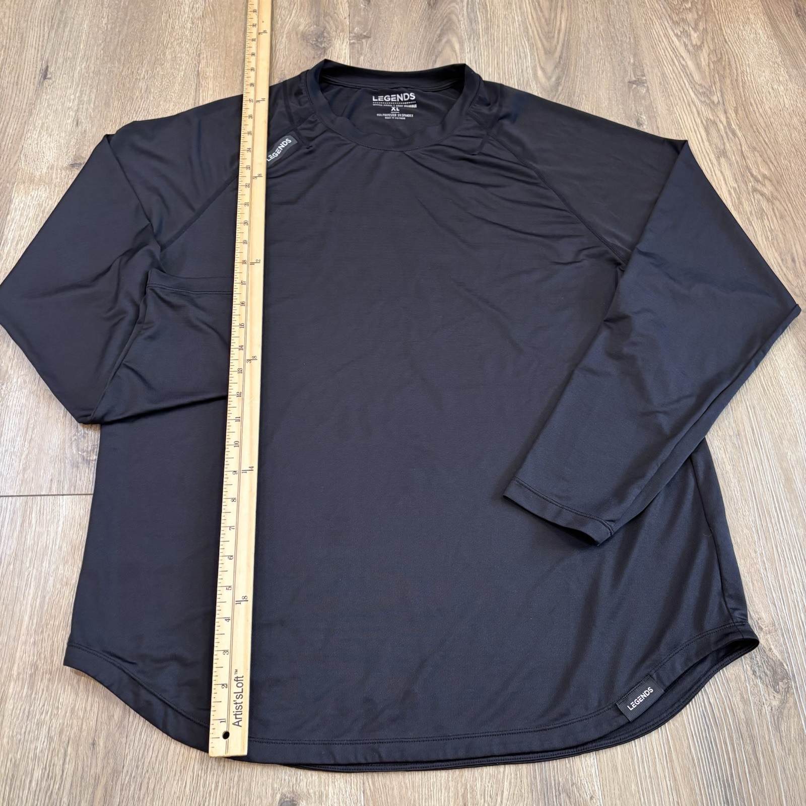 Legends Men’s Enzo Long Sleeve Athletic Performance Stretch Shirt Black Size XL