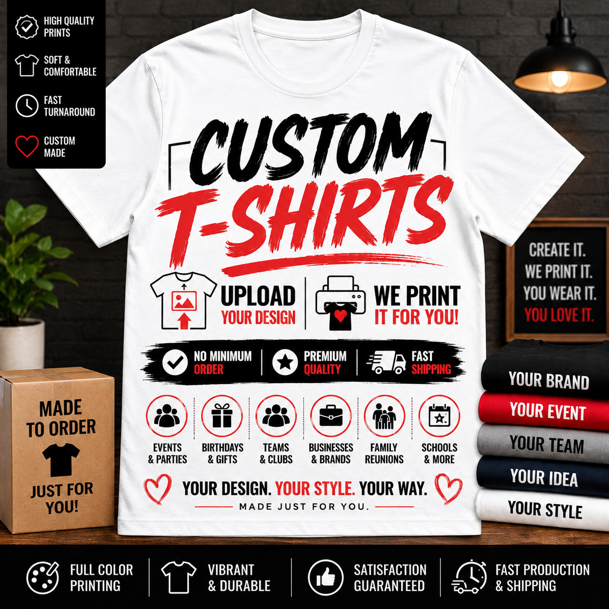 Hustle Dont Knock Smiley Graphic Tee Shirt Big & Tall Pro Club Shaka Streetwear