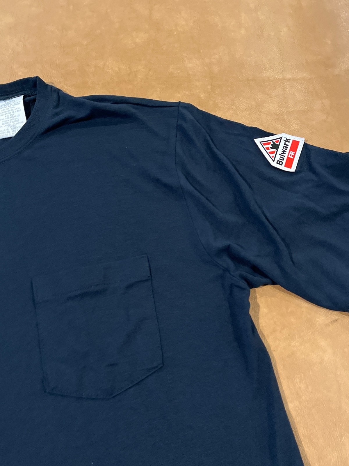 Bulwark FR Flame Resistant Pocket T-Shirt Navy Blue (Men’s Large)