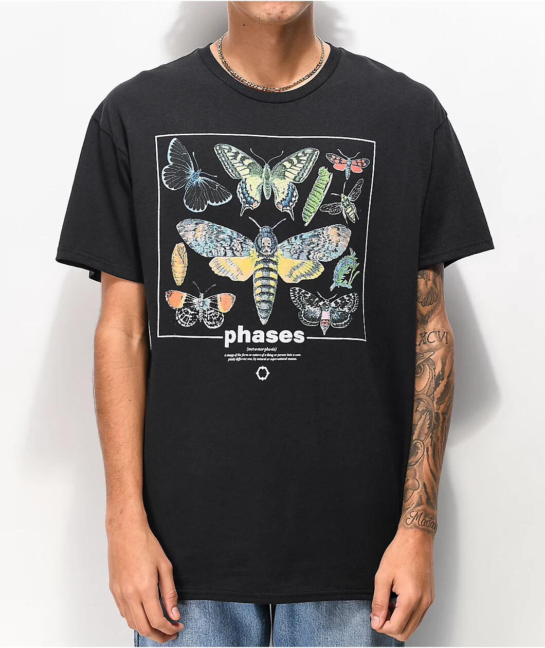 Empyre Mens Phases Butterfly Graphic Black Tee Shirt New S, M, L, XL