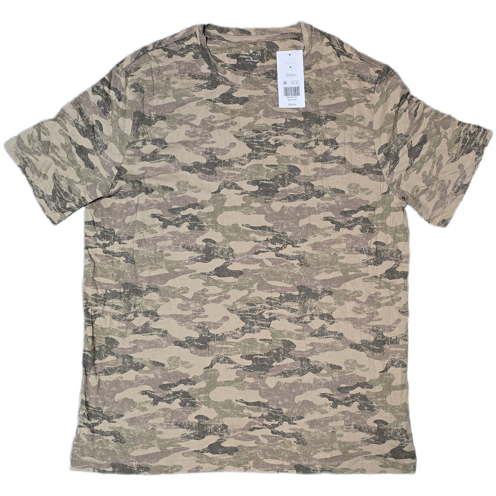 True Craft Men’s Camouflage T Shirt Size L Short Sleeve Crew Neck Casual Top (C)