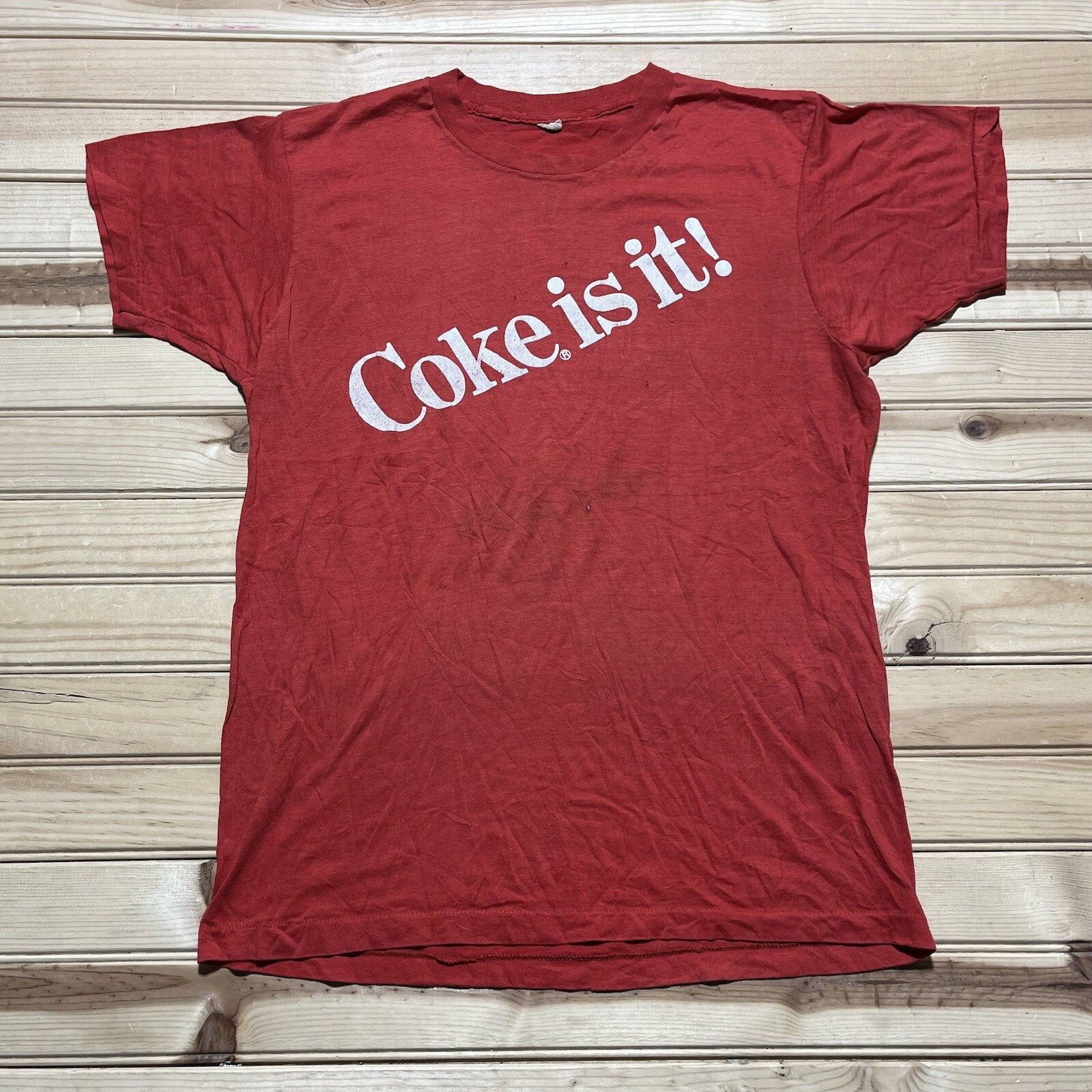Vintage 70s 80s Coca-Cola “Coke Is It!” Advertisement Promo Shirt Size M