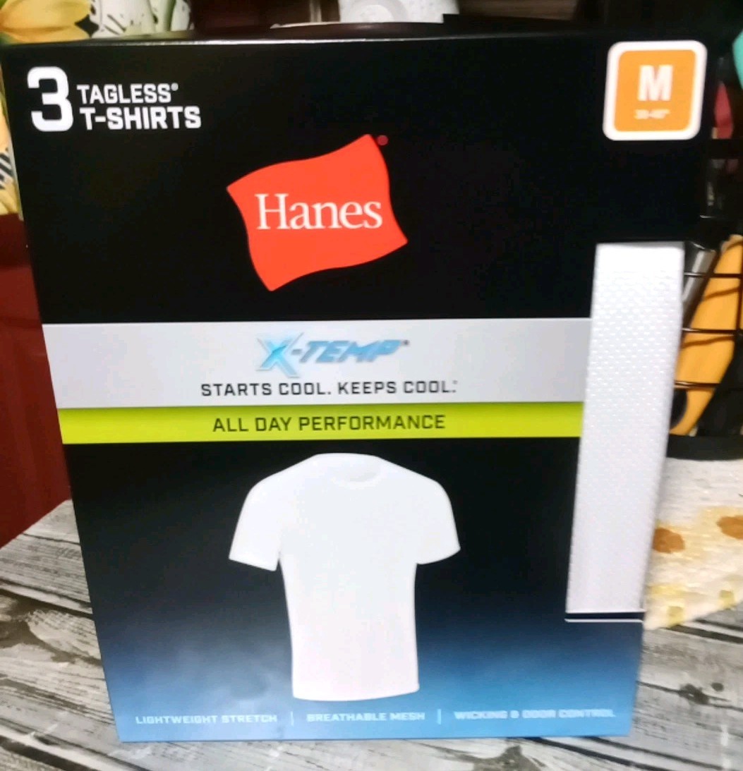 Hanes X-Temp Men’s All Day Performance T-Shirts White 3 Pack Medium NEW