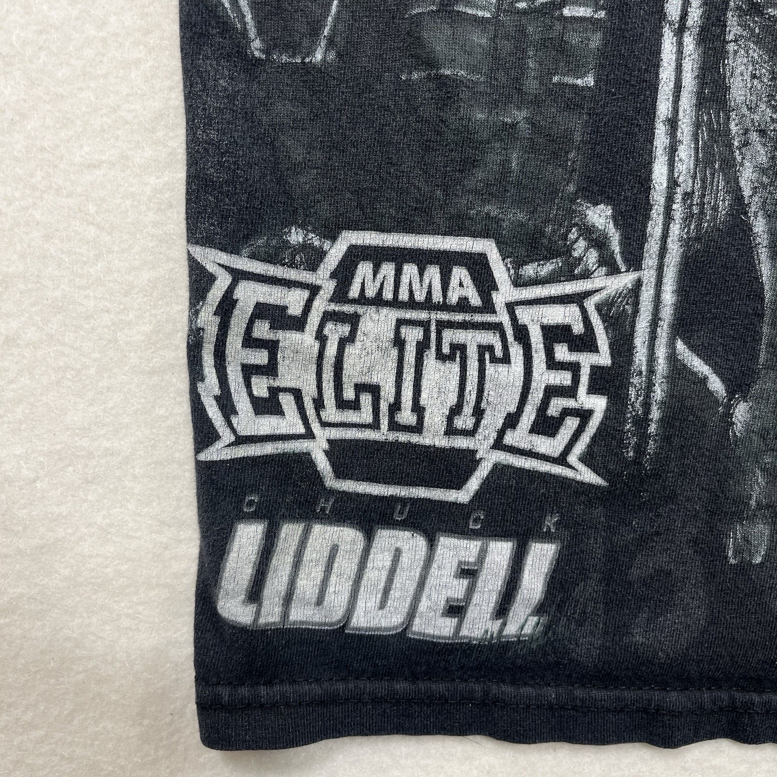 Mens S Chuck Liddell MMA Fighter Elite Iceman Grunge T-Shirt Faded Black Grunge