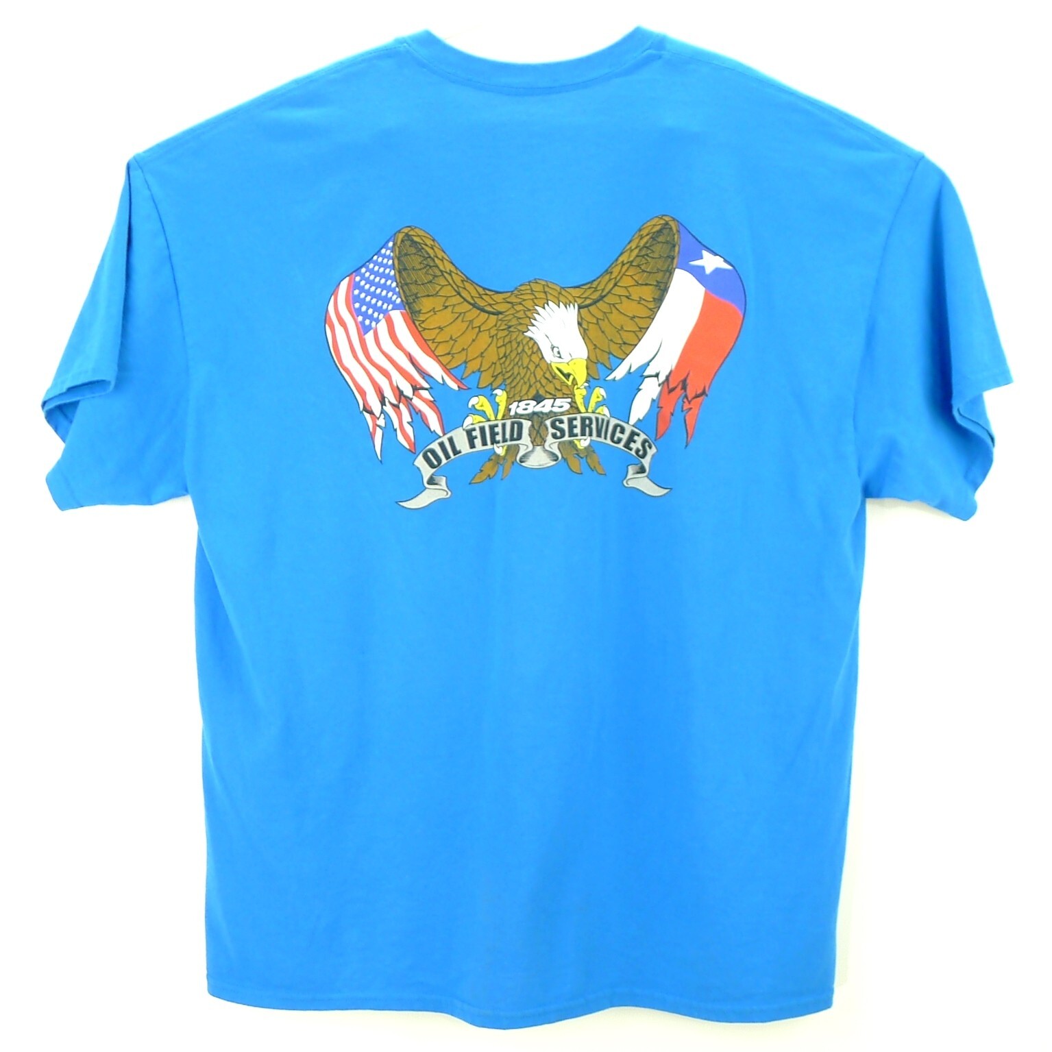 Texas Oil Field Services Eagle US Oil Blue T-Shirt Mens 2XL Cotton Poly Blend