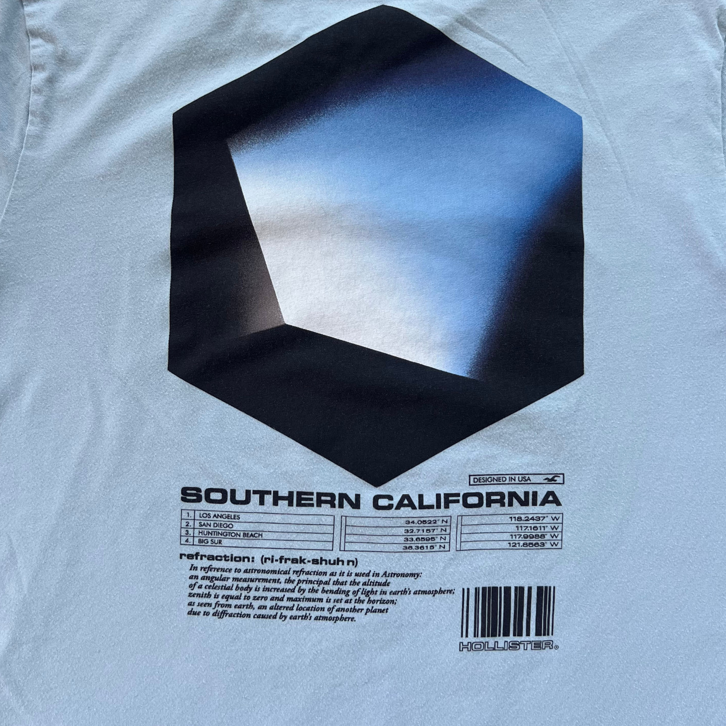 Hollister T-Shirt Adult Medium Short Sleeve Blue Cube Box